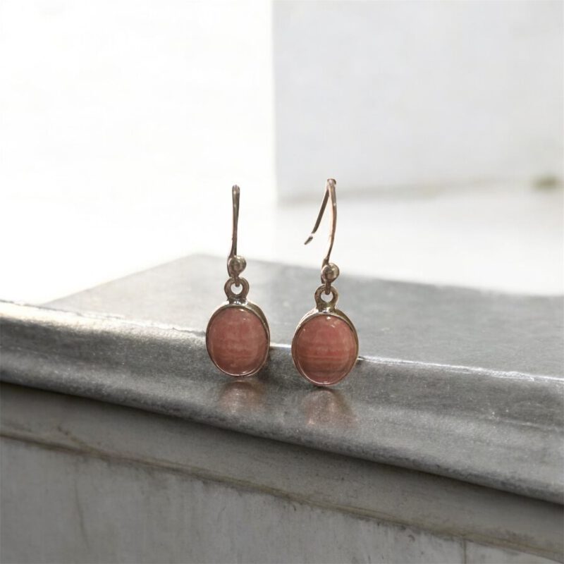 pendientes en plata de ley RODOCROSITA
