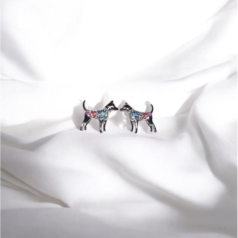 Pendientes Plata Perritos con Cristales