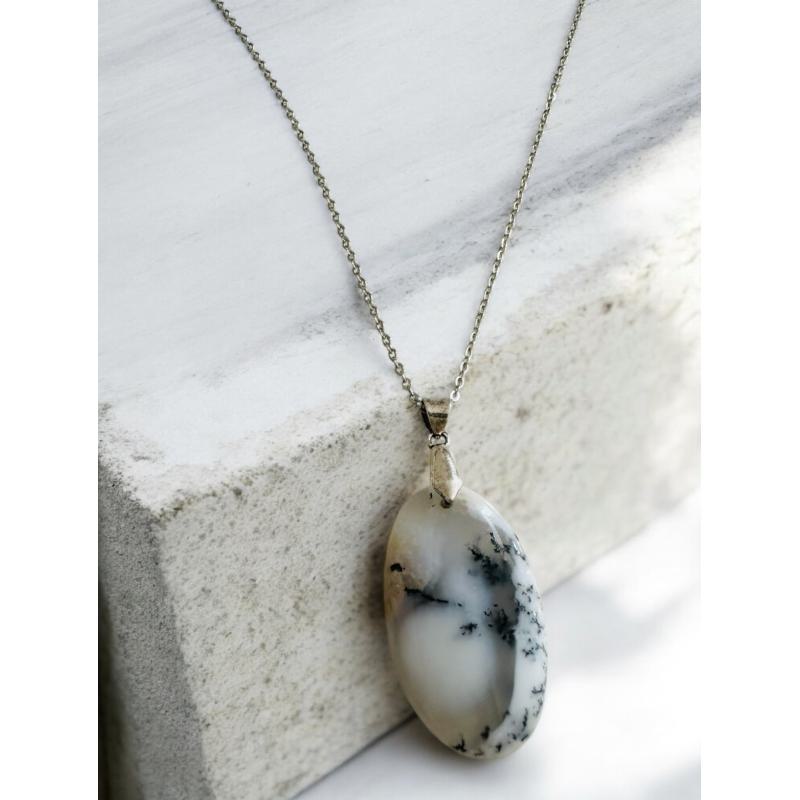 Colgante ágata dendrítica Baño Plata