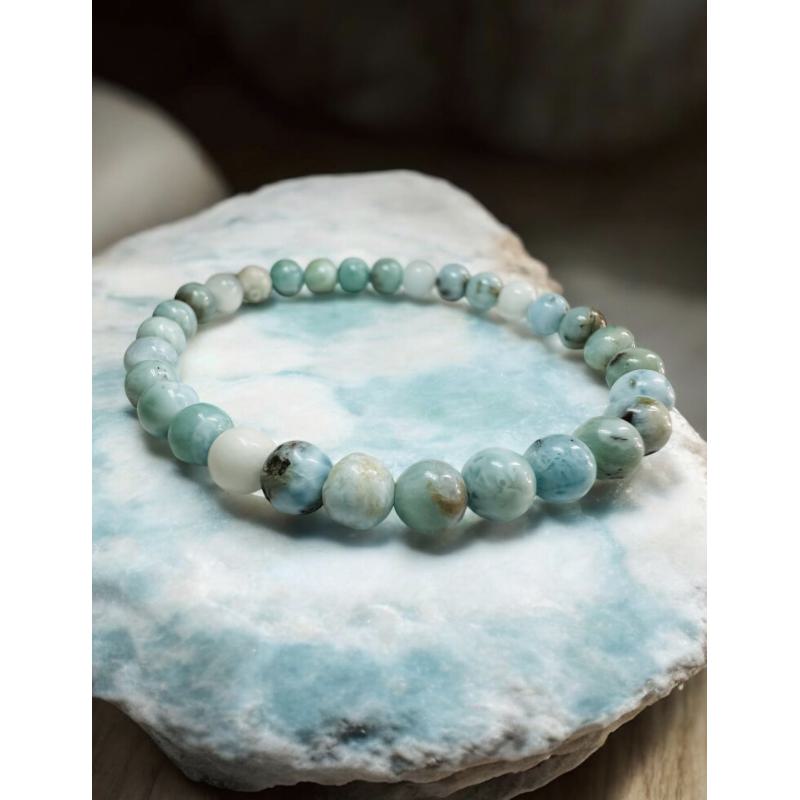 Pulsera 6 mm Larimar Calidad Extra