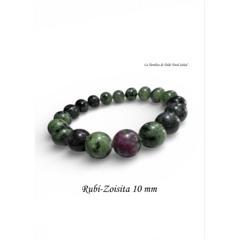 Pulsera 10mm Rubí Zoisita Calidad Extra