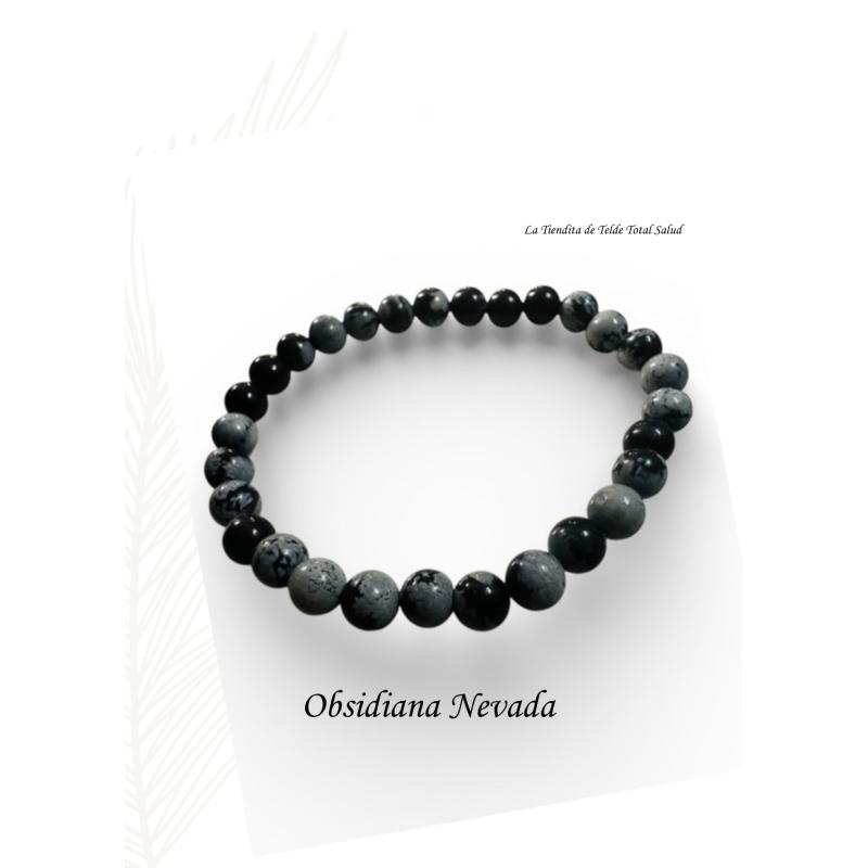 Pulsera 6 mm Obsidiana Nevada