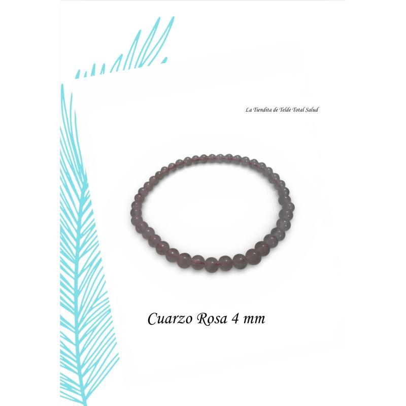 Pulsera cuarzo rosa 4 mm