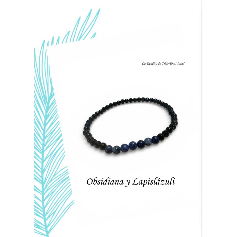 Pulsera 4 mm Obsidiana y Lapislázuli
