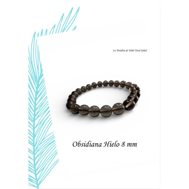 Pulsera 8 mm Obsidiana Hielo