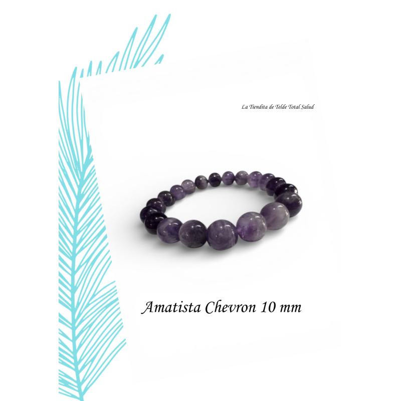 Pulsera 10mm Amatista Chevron Calidad Extra