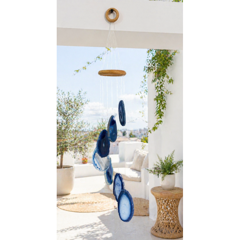 Campana de Viento de Ágata Azul