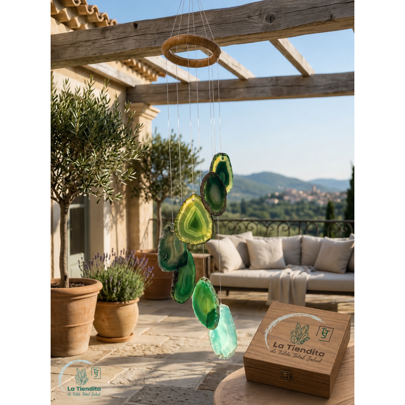 Campana de Viento de Ágata Verde