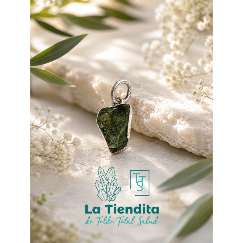 Colgante de Moldavita en Plata de Ley