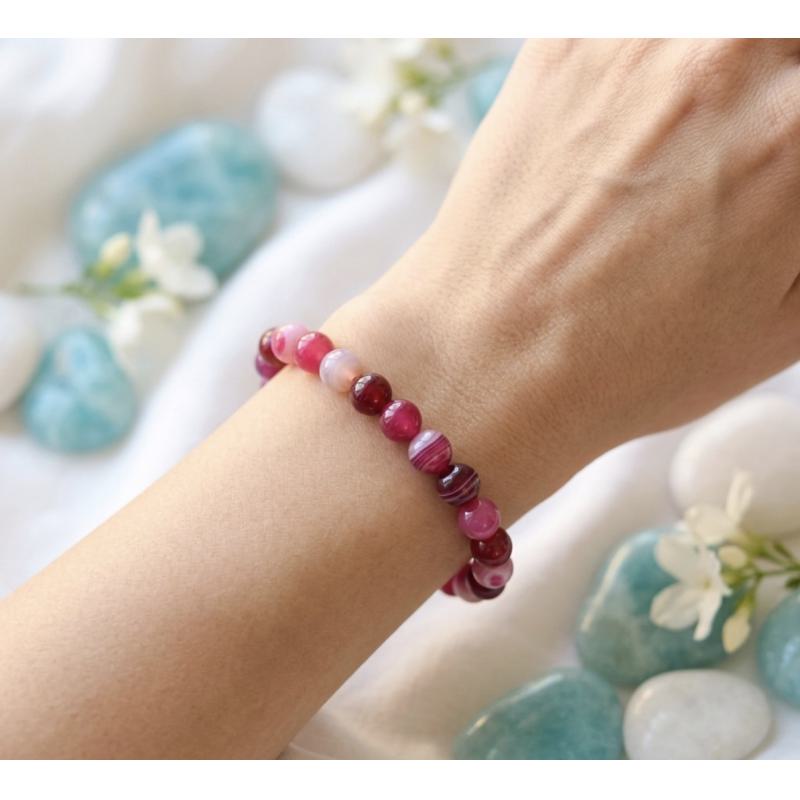 Pulsera Agata Rosa 6 mm