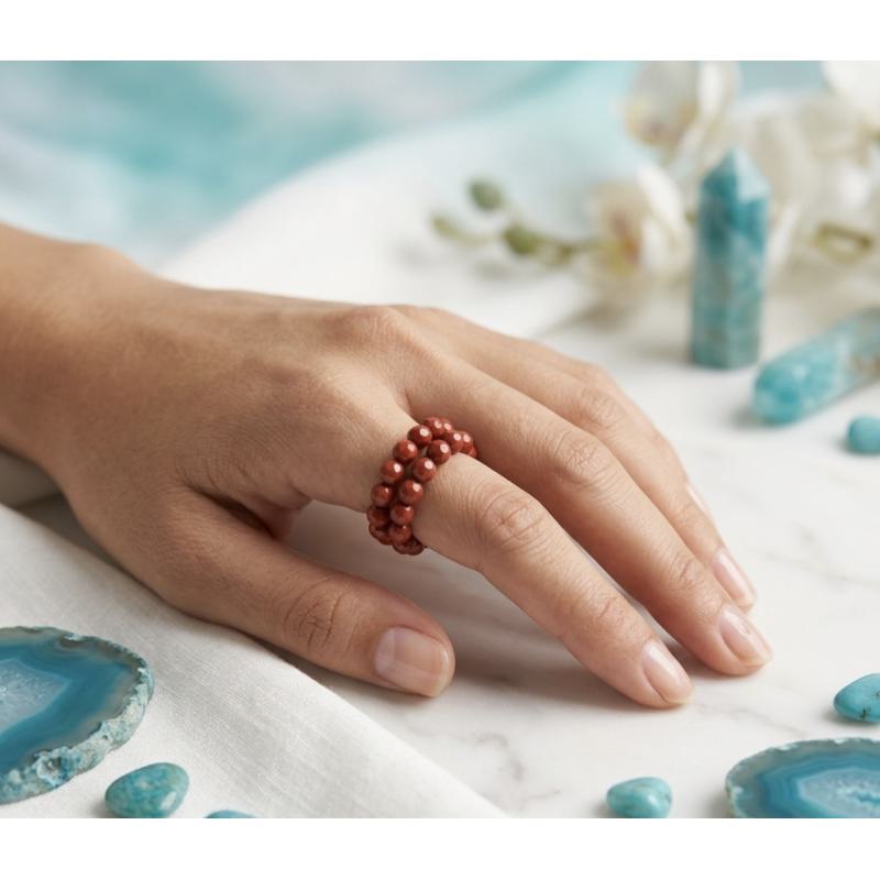 Anillo facetado Jaspe Rojo
