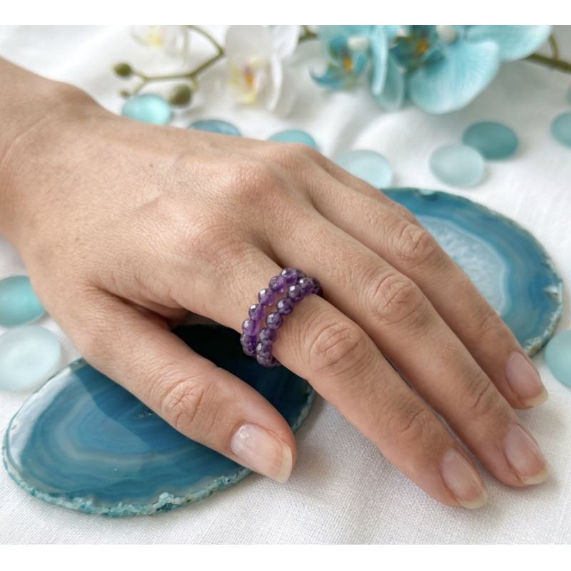Anillo facetado Amatista