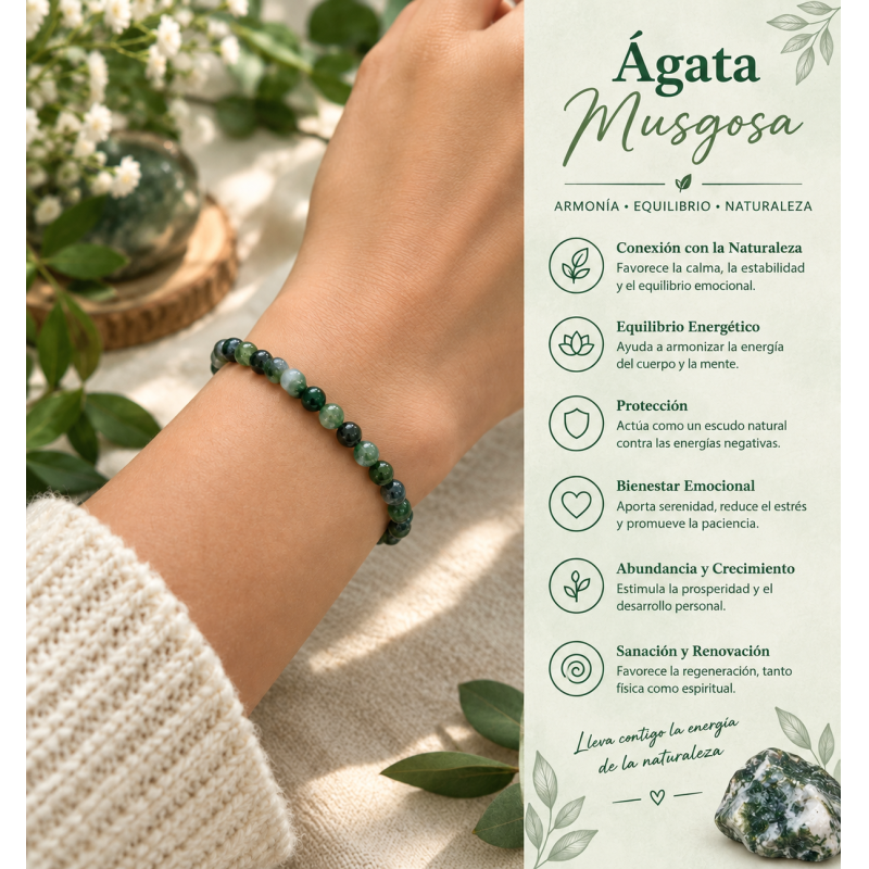 Pulsera Ágata Musgosa 4 mm
