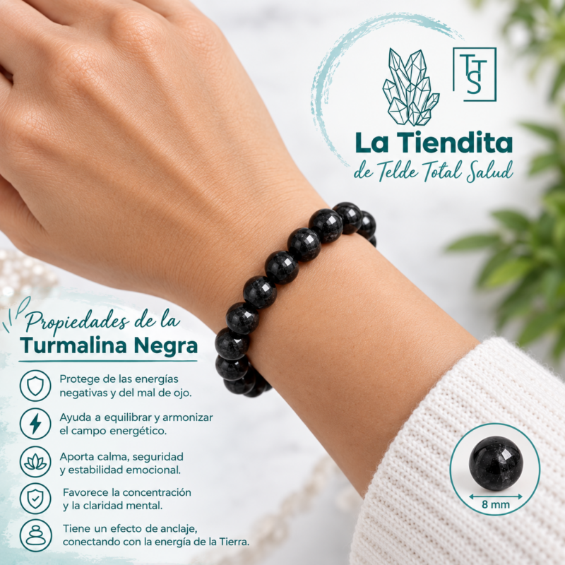 Pulsera de Turmalina Negra 8 mm