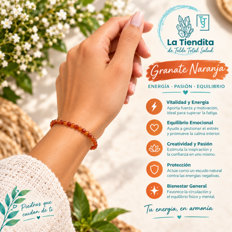 Pulsera facetada Granate Naranja