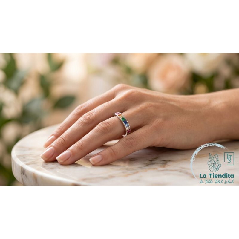 Anillo de Plata Ajustable Circonita Colores
