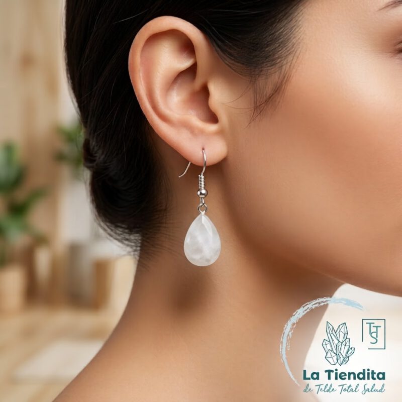 Pendientes Cuarzo Lechoso Baño Plata
