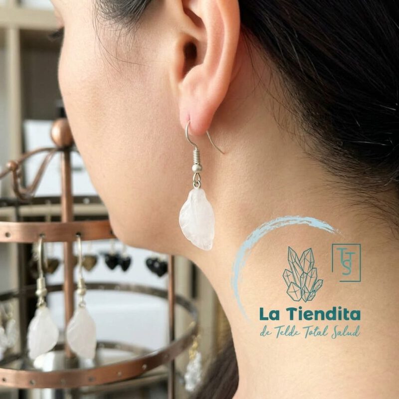 Pendientes Cuarzo Rosa Baño Plata