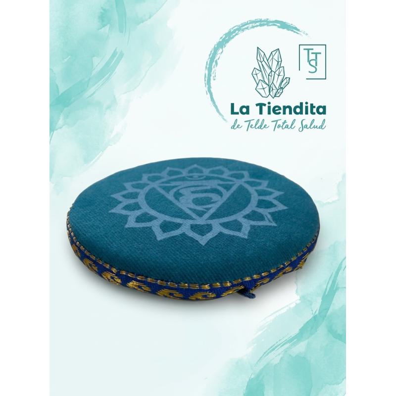 Cojín azul cuenco tibetano