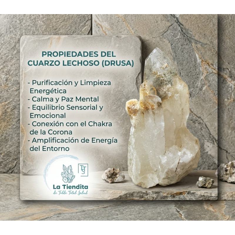 Drusa de Cuarzo Lechoso Dendrítico